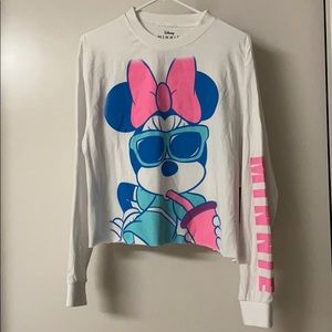 DISNEY Minnie Mouse Long Sleeve Cropped T-Shirt XL